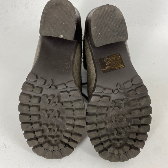 MUDD Ridge Grey Fur Trim Chunky Heel Lug Sole Ankle Boots - Picture 3 of 9